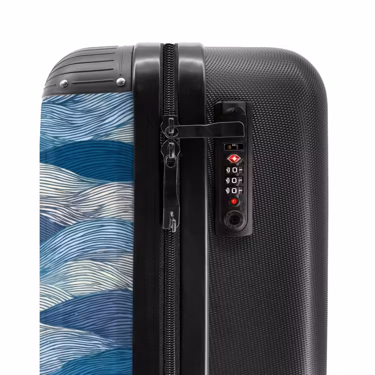 Valise - Motifs - Bleu - Blanc - Ondulé - Rayures — 6
