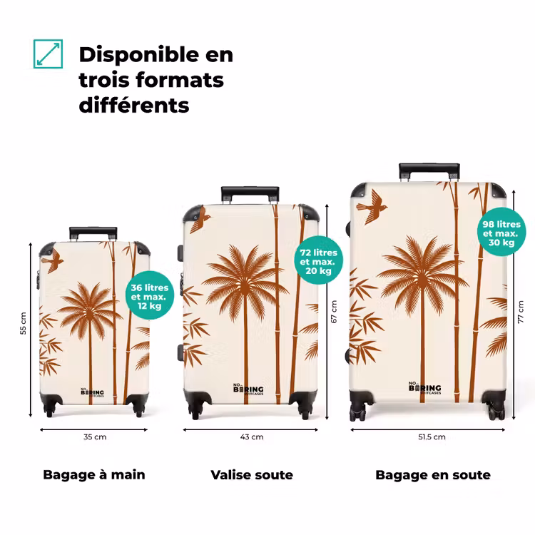 Valise - Oiseau - Arbre - Tropical - Minimaliste - Marron — 1