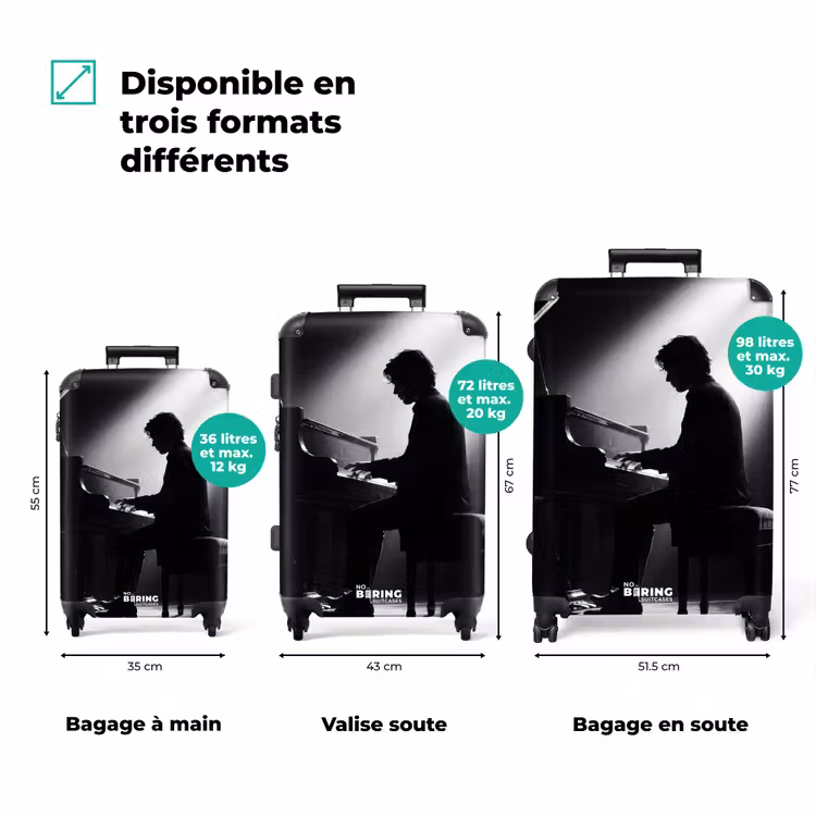 Valise - Personne - Piano - Musique - Noir et blanc - Scène — 3