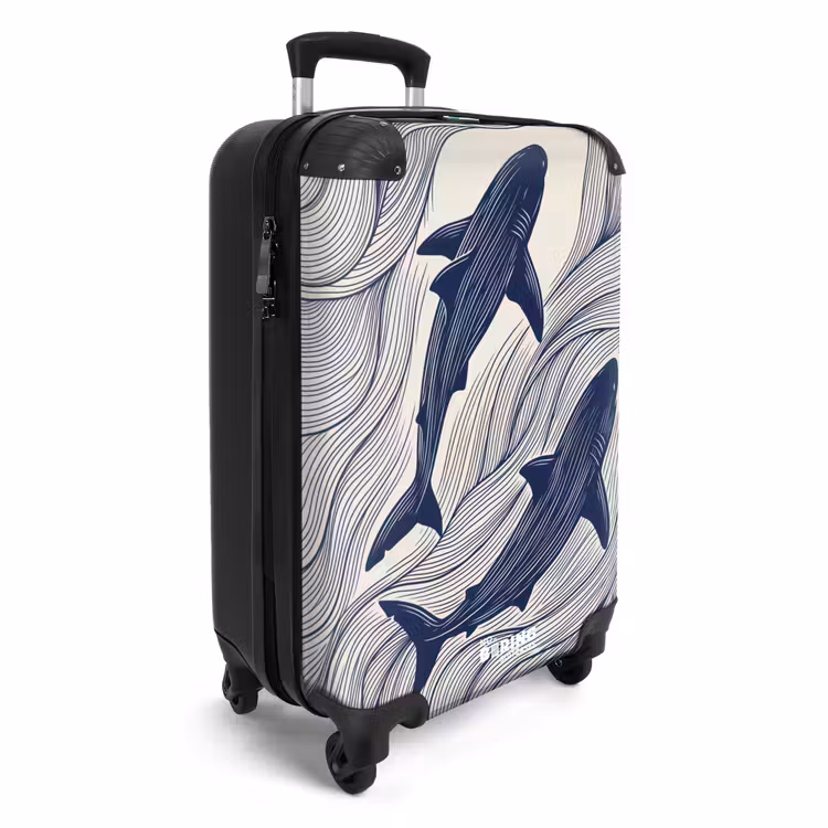 Valise - Poisson - Océan - Dessin au trait - Bleu - Animaux — 2