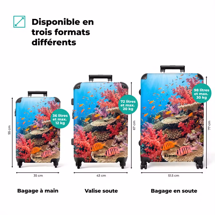 Valise - Récif de corail - Poissons - Sous-marin - Tropical - Rouge — 3