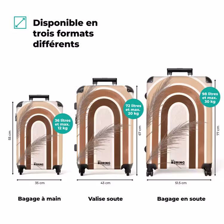Valise - Résumé - Arcs - Plante - Boho - Beige — 1