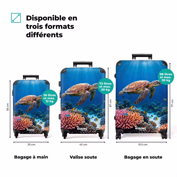 Valise - Tortue - Récif de corail - Océan - Animaux - Bleu — 3