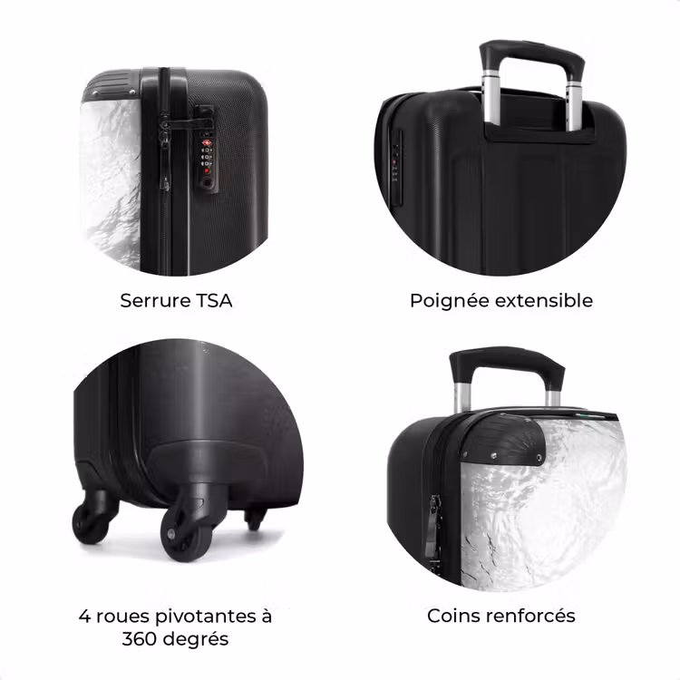 Valise - Tortue - Sous l'eau - Rayons de lumière - Océan - Noir et blanc — 8