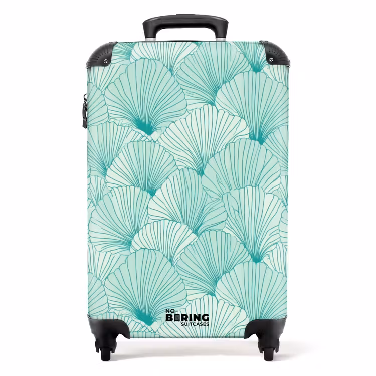 Valise - Vert - Blanc - Ginkgo - Dessiné - Texturé — 1