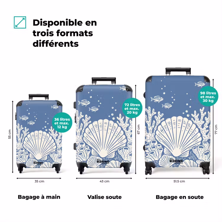 Valise - Vie marine - Corail - Coquillage - Poisson - Illustration - Sous-marin — 3