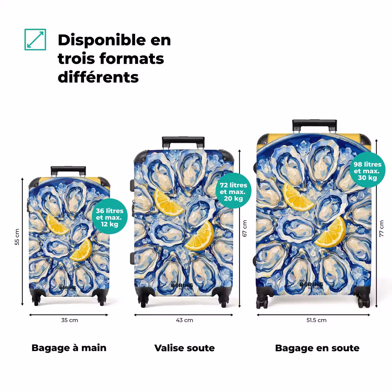 Valise - Huîtres - Citron - Glace - Moderne - Jaune — 1