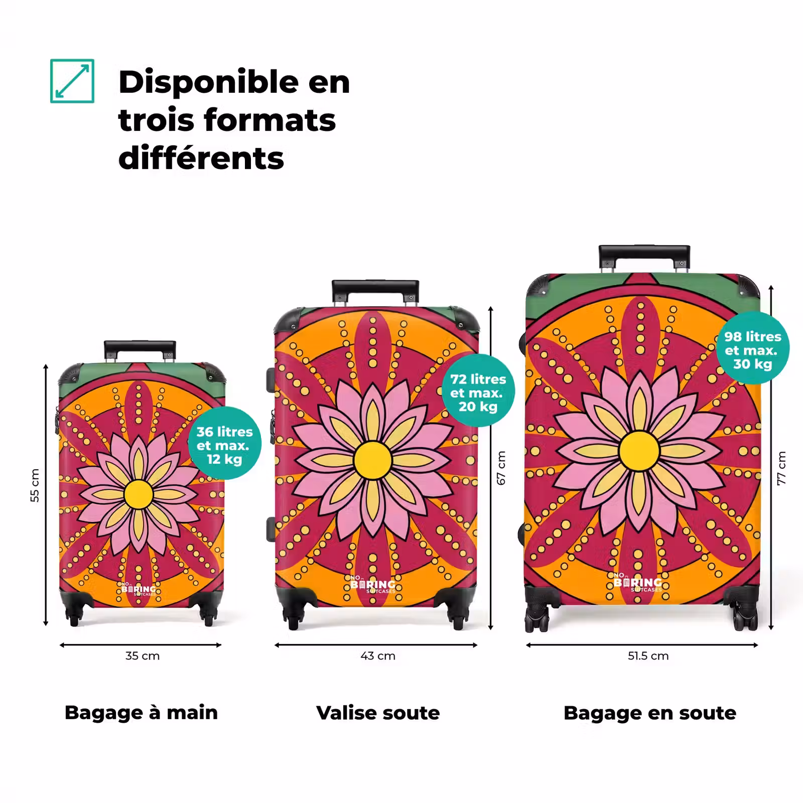 Valise - Mandala - Fleurs - Abstrait - Coloré — 1