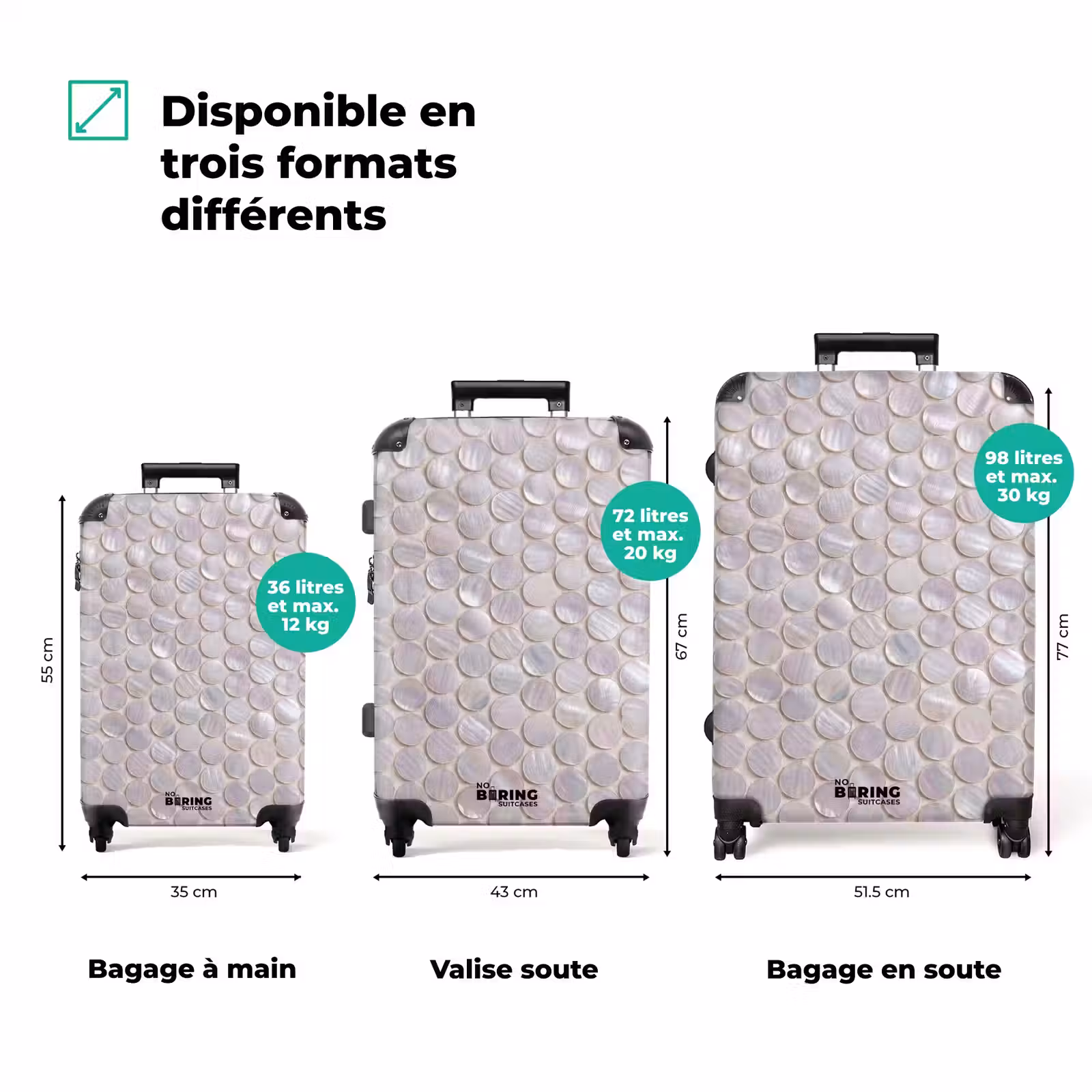 Valise - Motif - Cercles - Abstrait - Moderne - Blanc — 1