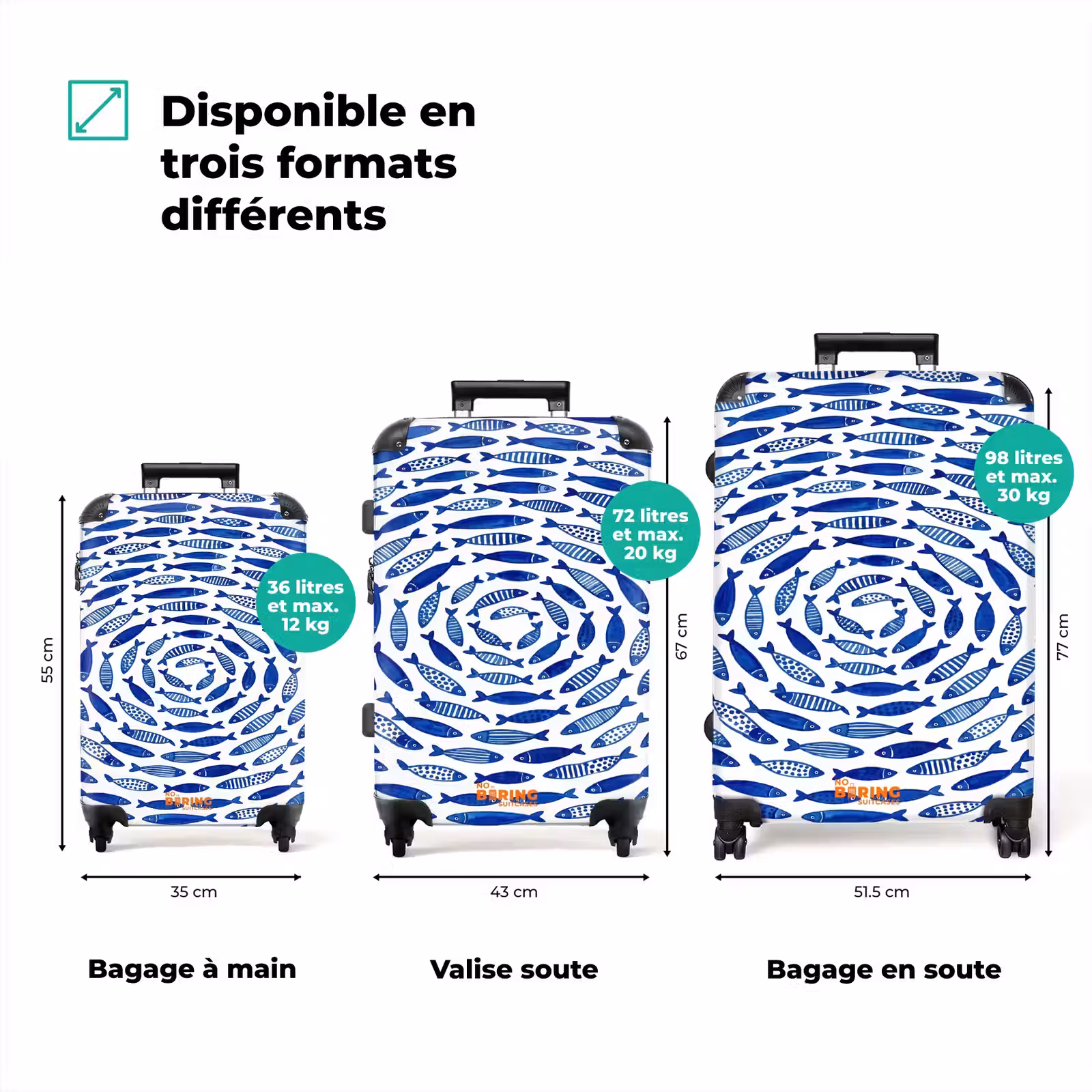 Valise - Poisson - Motif - Sous-marin - Abstrait - Bleu — 1