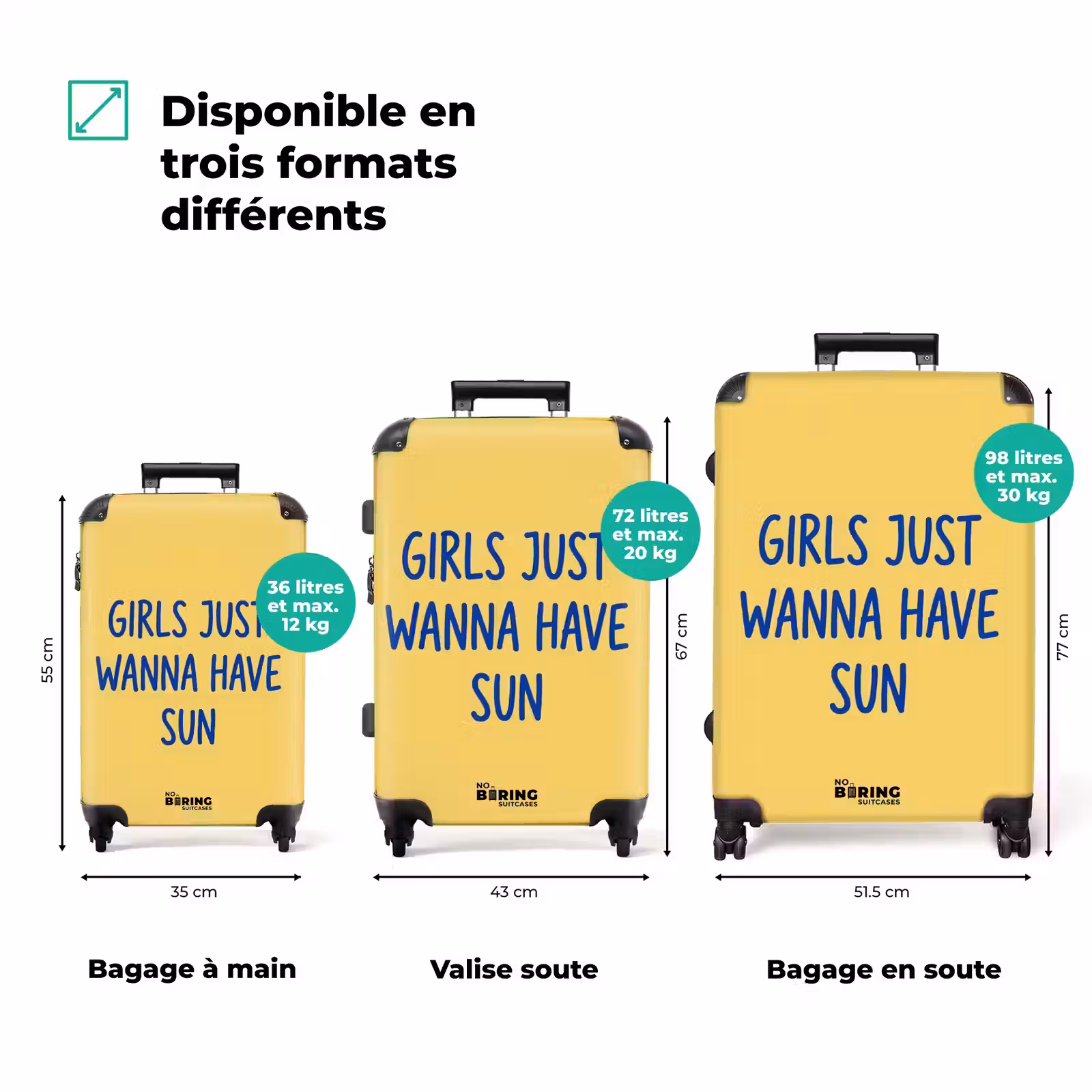 Valise - Texte - Soleil - Été - Moderne - Jaune — 1