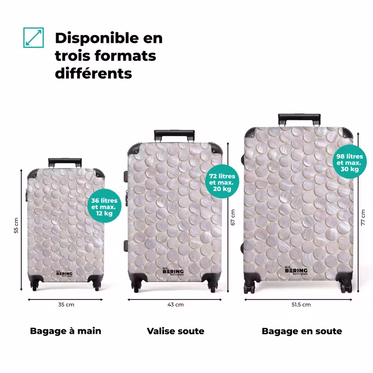 Valise - Motif - Cercles - Abstrait - Moderne - Blanc — 1
