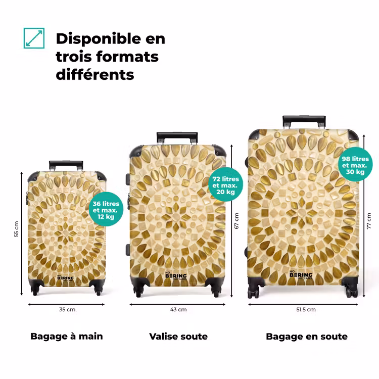 Valise - Motif - Formes - Mosaïque - Abstrait - Or — 1