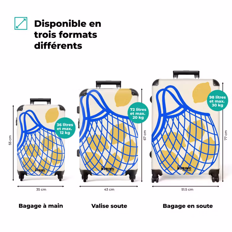 Valise - Nourriture - Citron - Courses - Abstrait - Jaune - Bleu — 1