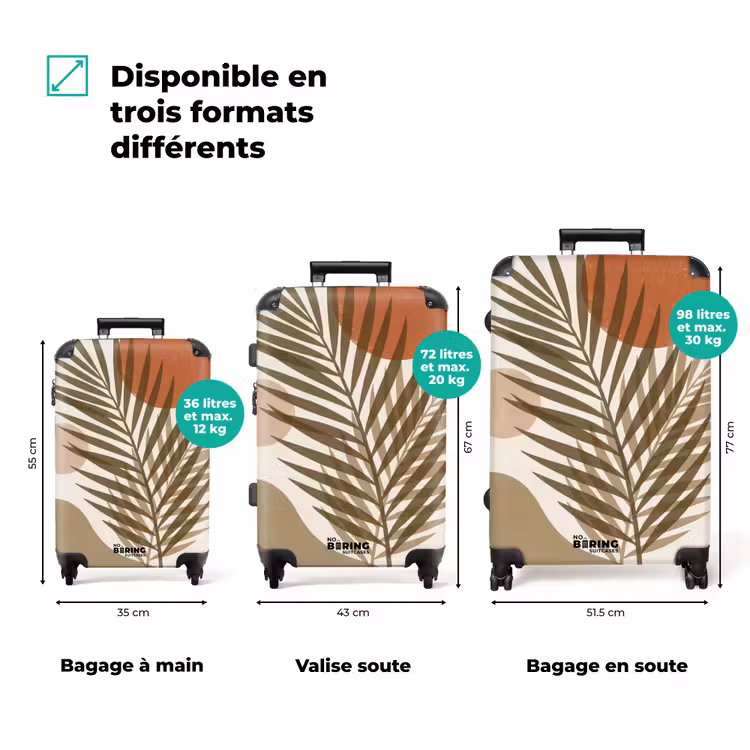 Valise - Plantes - Feuilles - Abstrait - Moderne - Beige — 1