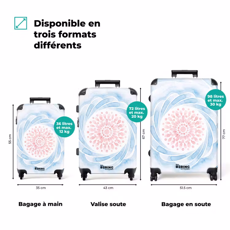 Valise - Résumé - Forme de fleur - Aquarelle - Rose - Bleu — 1