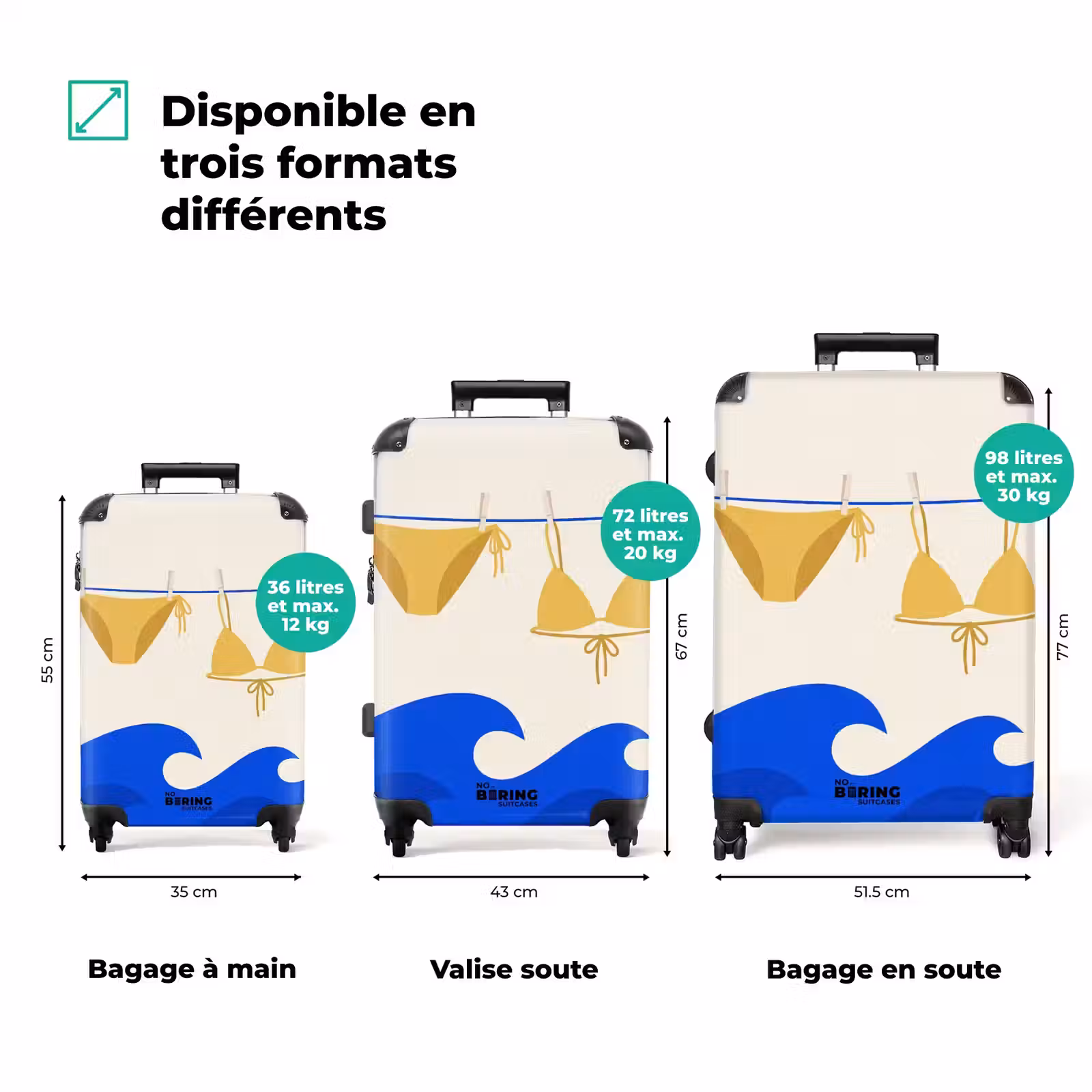 Valise - Maillot de bain - Mer - Été - Illustration - Jaune — 1