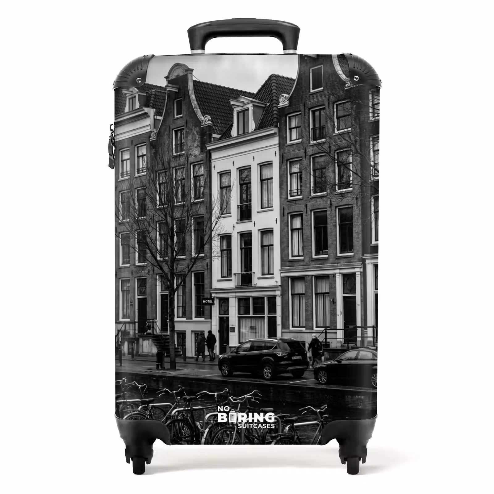 Valise - Maison - Canal - Amsterdam - Architecture - Noir et blanc — 1