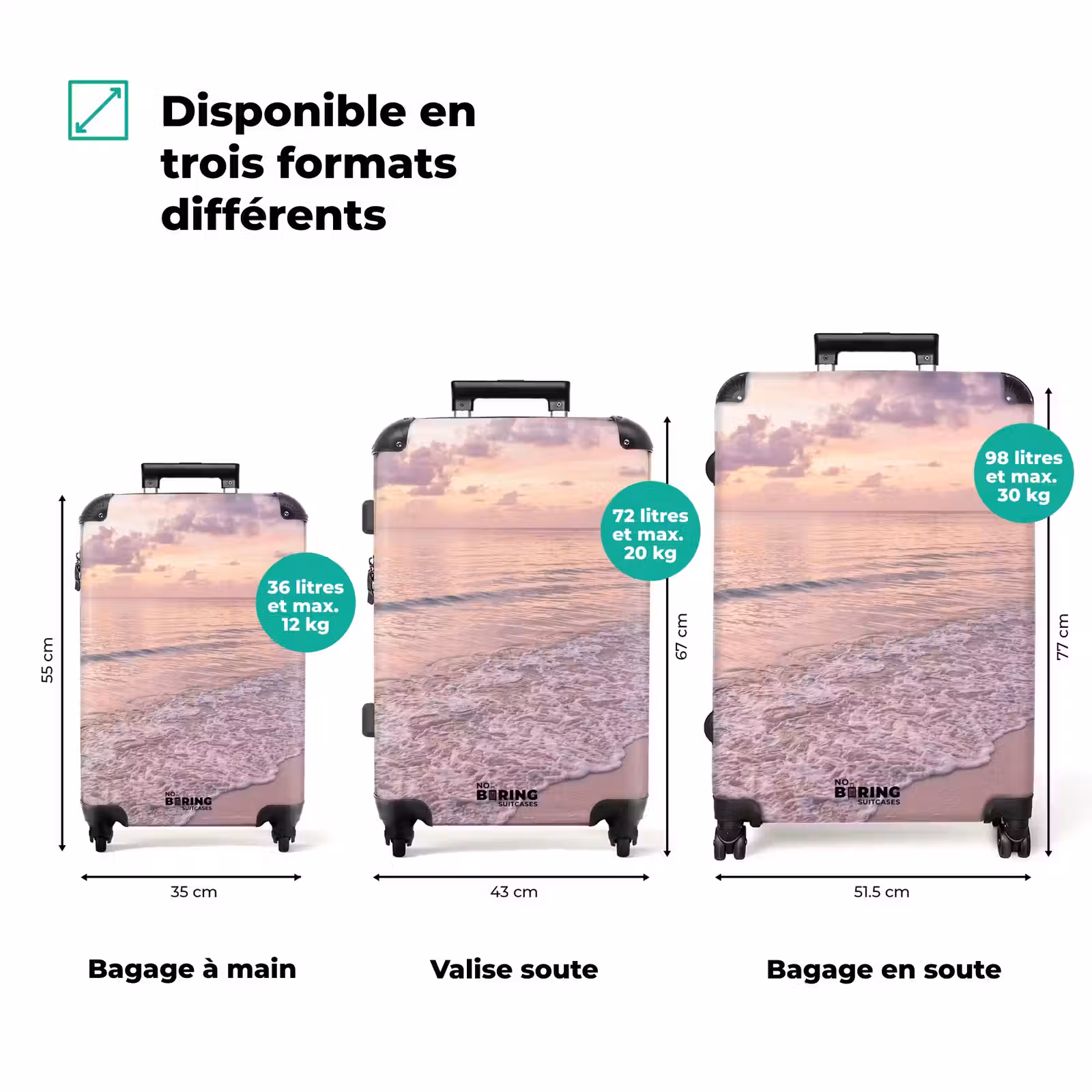Valise - Plage - Coucher de soleil - Nature - Minimaliste - Rose — 1
