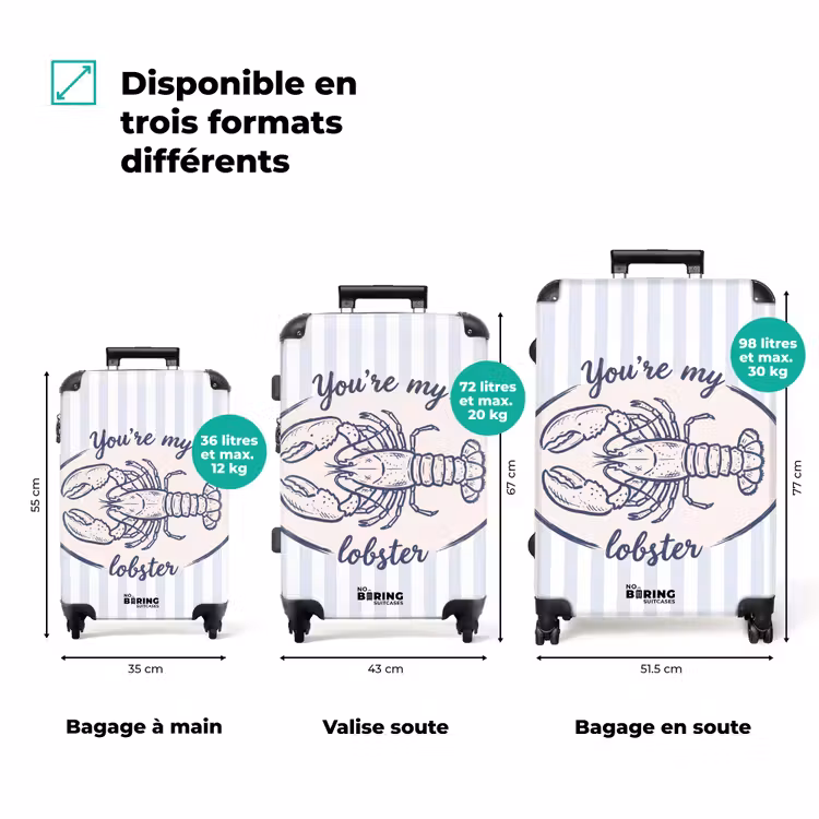 Valise - Homard - Illustration - Amour - Bleu - Décoration — 3