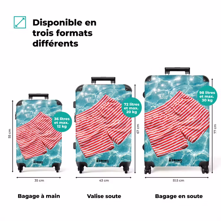 Valise - Maillot de bain - Rayé - Eau - Été - Rouge et blanc — 1