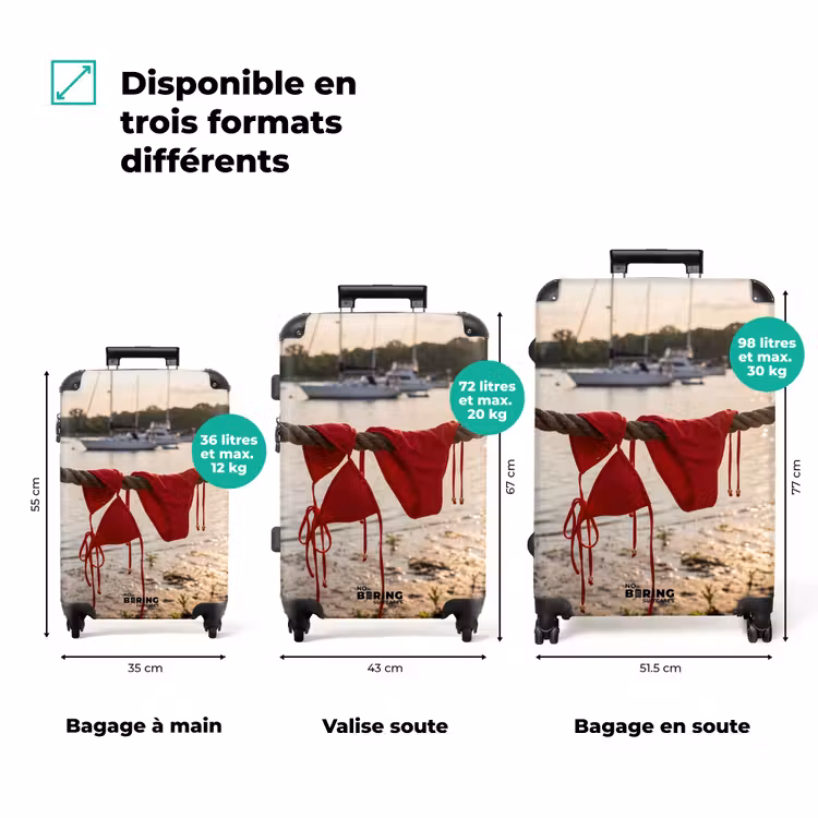 Valise - Maillots de bain - Rouge - Été - Eau - Coucher de soleil — 1