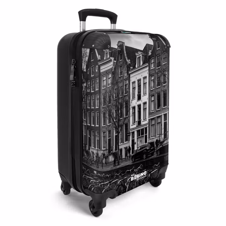 Valise - Maison - Canal - Amsterdam - Architecture - Noir et blanc — 2