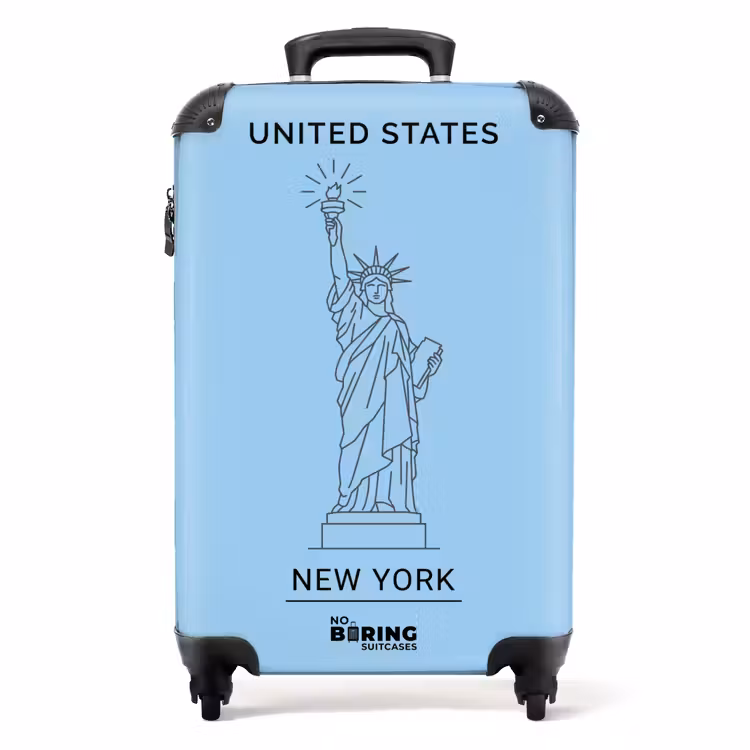 Valise - Monument - Statue de la Liberté - New York - Minimaliste - Bleu — 1