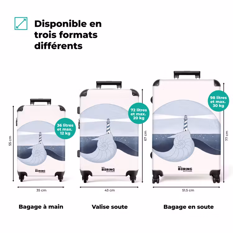 Valise - Phare - Mer - Coquillage - Abstrait - Bleu — 3