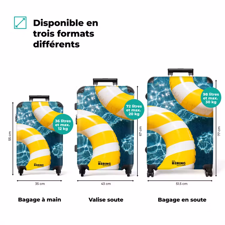 Valise - Piscine - Bouées - Été - Jaune - Bleu — 1