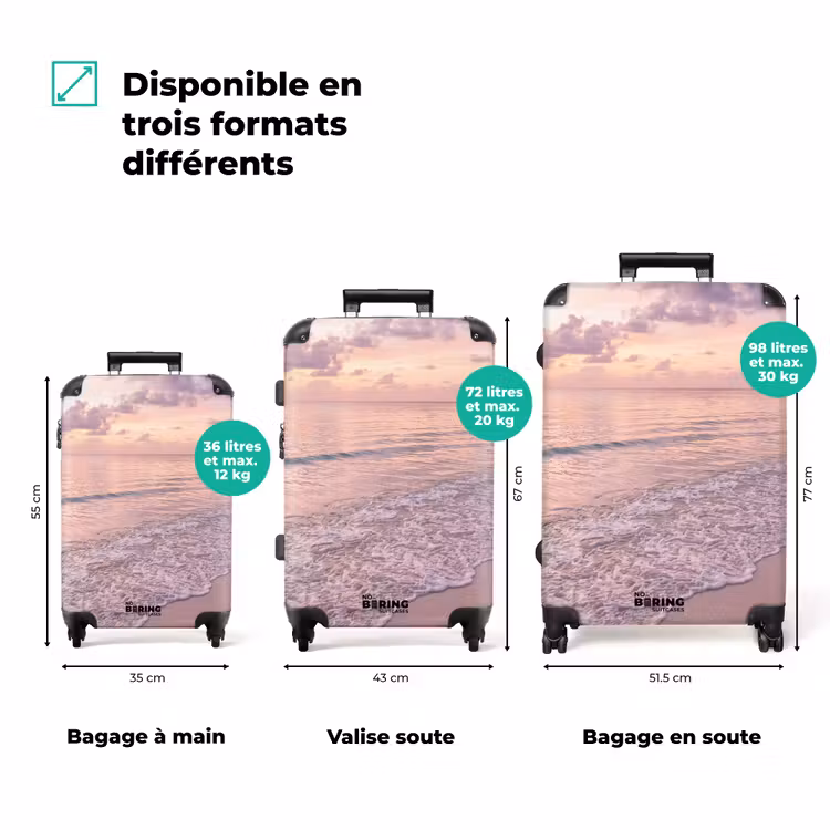 Valise - Plage - Coucher de soleil - Nature - Minimaliste - Rose — 1