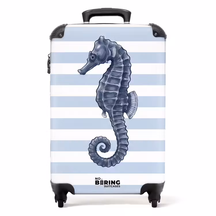 Valise - Poisson - Océan - Illustration - Bleu - Rayures — 1