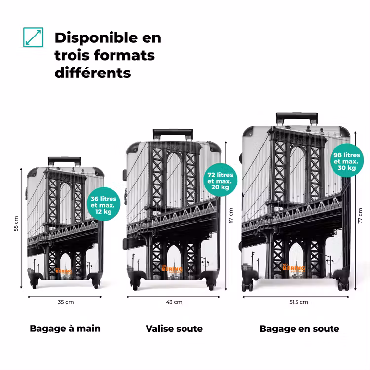 Valise - Pont - Ville - Architecture - Moderne - Noir - Blanc — 3