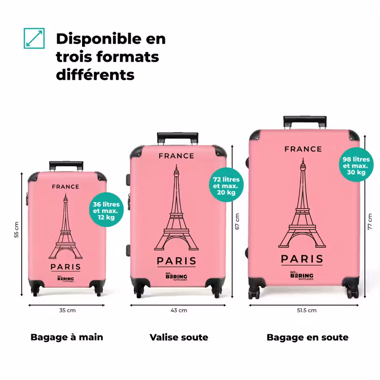 Valise - Tour Eiffel - Paris - Architecture - Minimaliste - Rose — 3