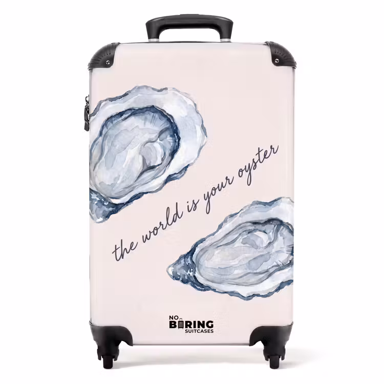 Valise - Vie marine - Huître - Aquarelle - Minimaliste - Bleu — 1