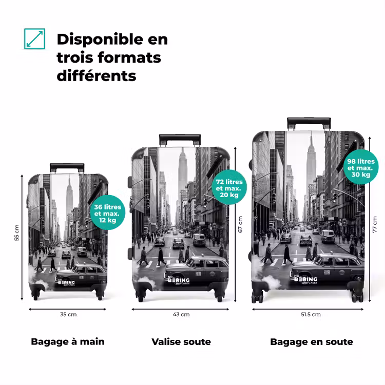 Valise - Ville - Rue - Bâtiments - Circulation - Noir et blanc — 3
