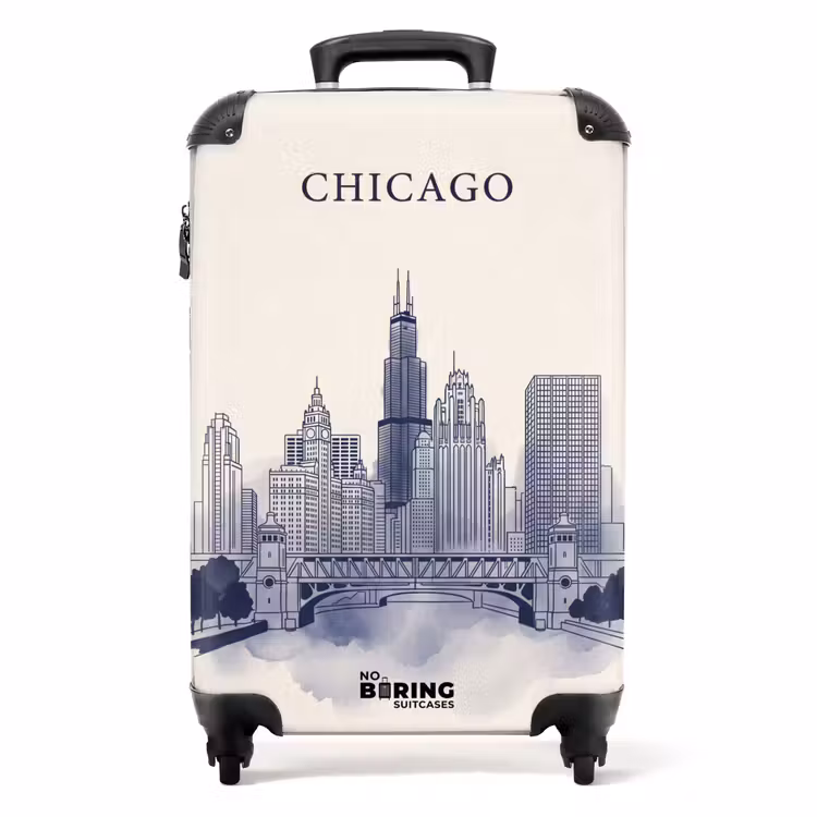 Valise - Ville - Skyline - Architecture - Dessin au trait - Bleu — 1