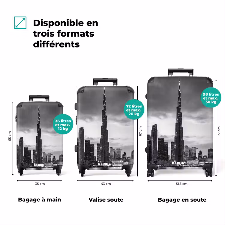 Valise - Ville - Skyline - Architecture - Soir - Noir et blanc — 3