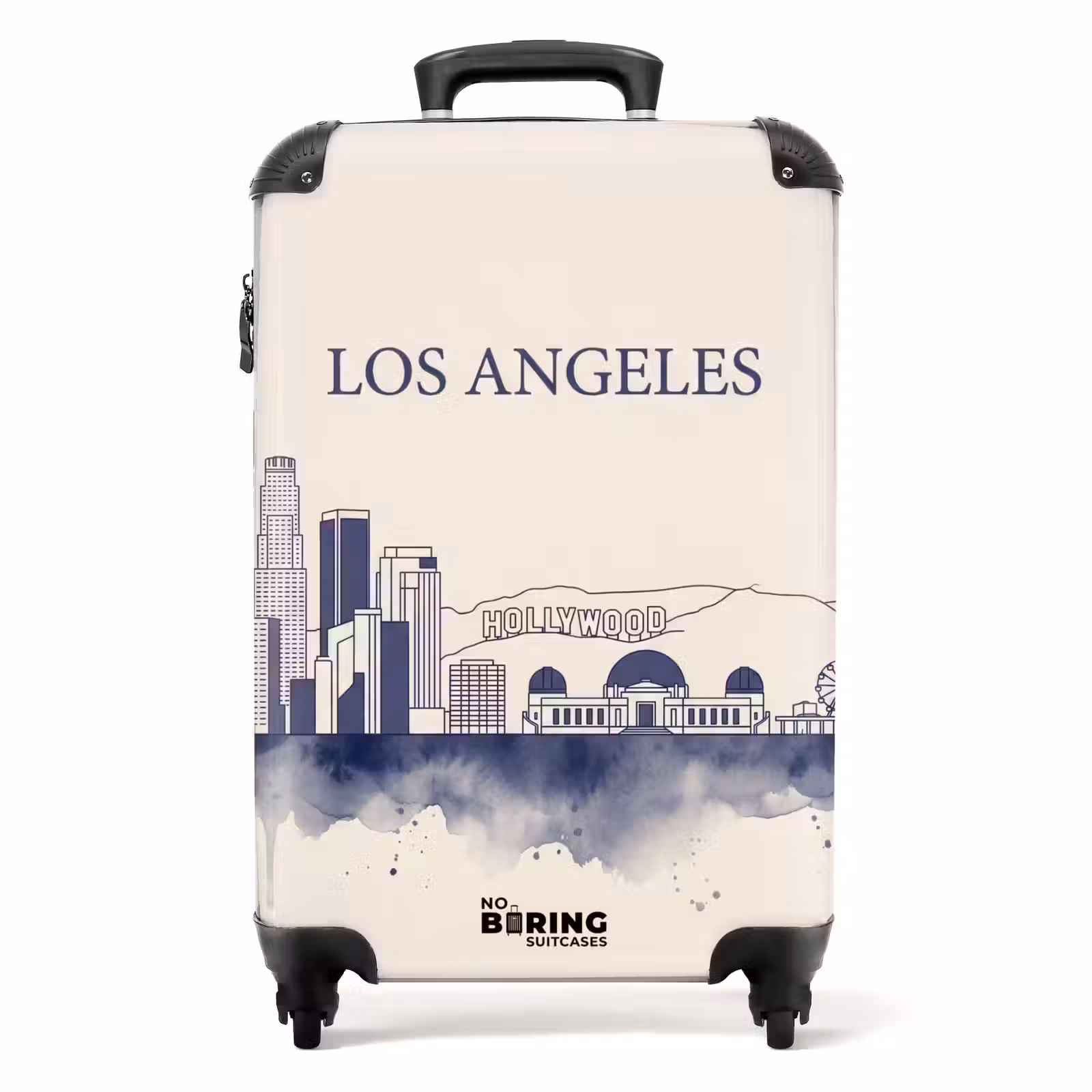 Valise - Los Angeles - Panorama urbain - Architecture - Aquarelle - Bleu — 1