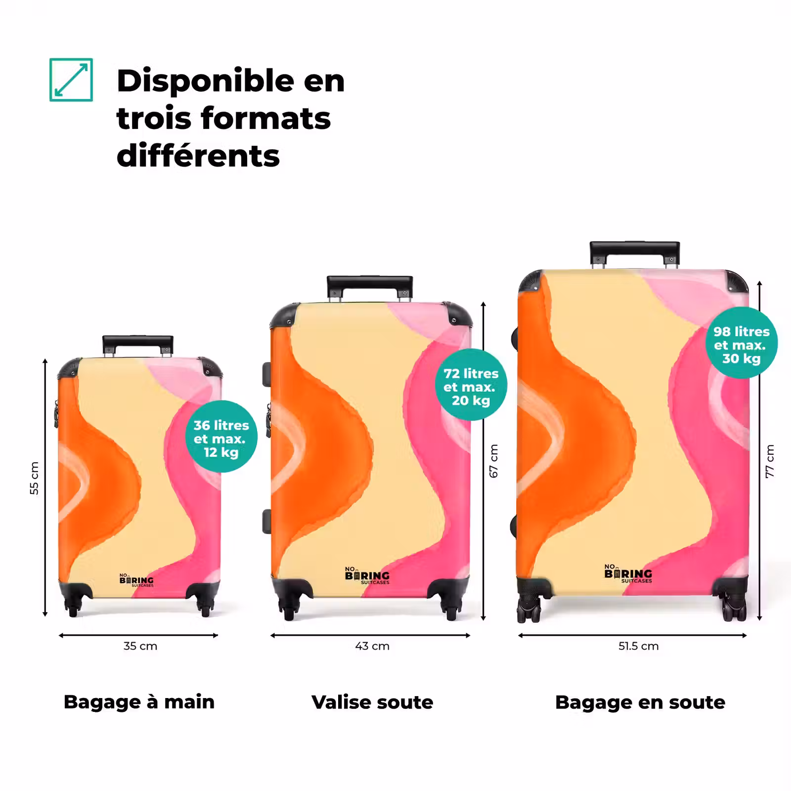 Valise - Résumé - Aquarelle - Organique - Orange - Rose — 1