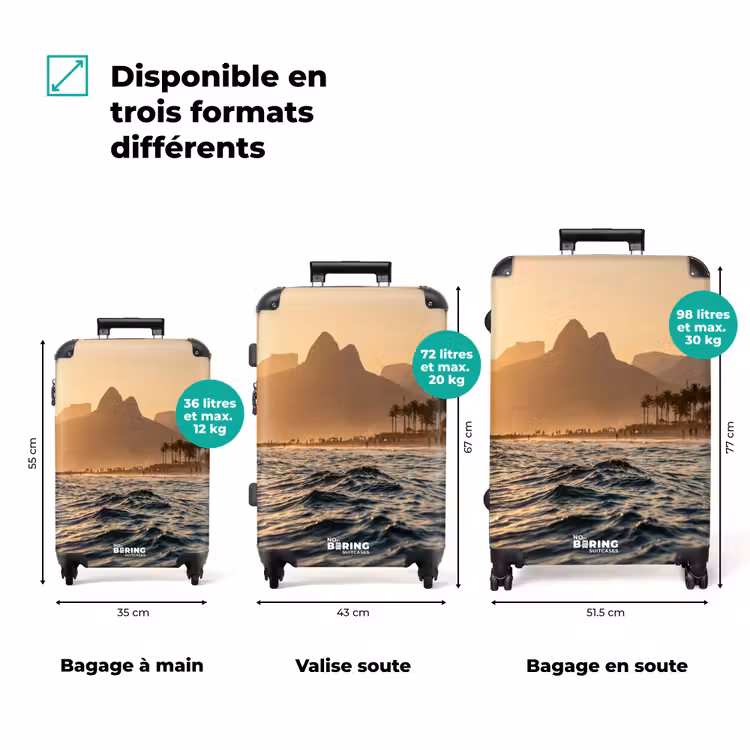 Valise - Mer - Vagues - Coucher de soleil - Côte - Or — 3