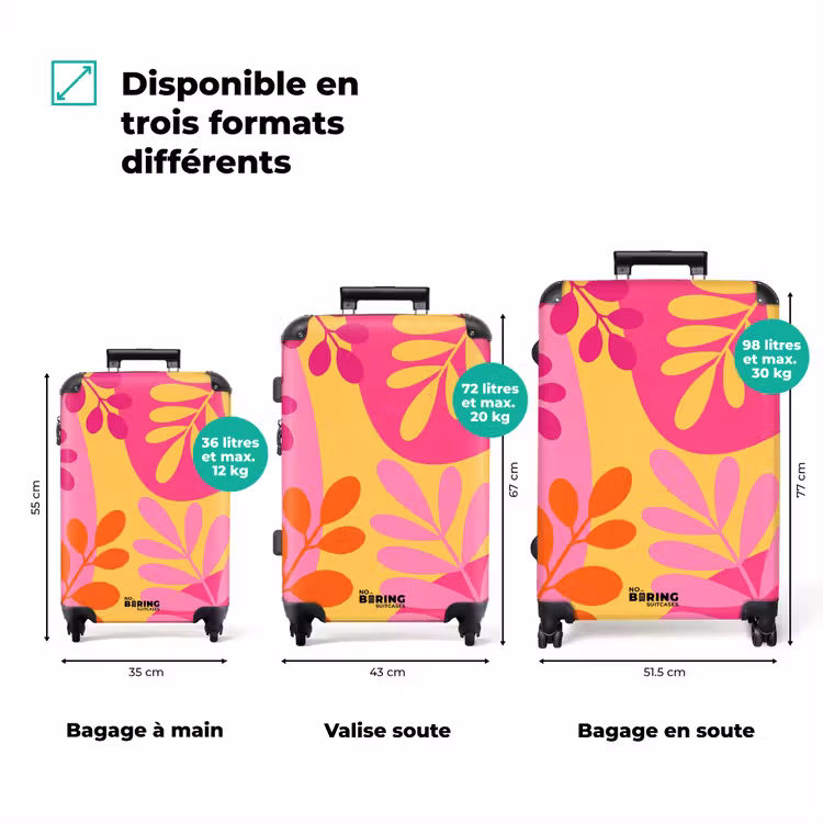Valise - Nature - Feuilles - Abstrait - Rose - Jaune — 1