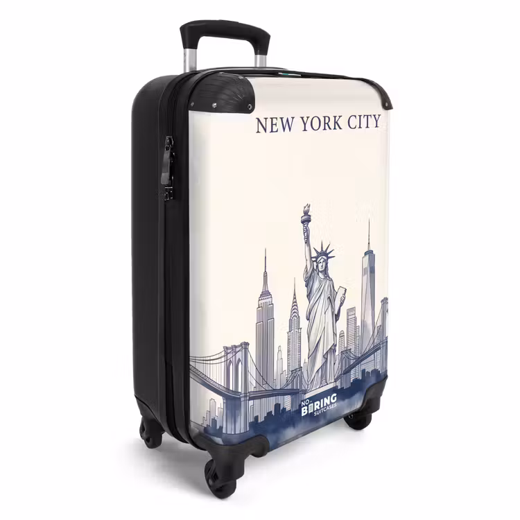 Valise - New York - Statue de la Liberté - Skyline - Illustration - Bleu — 2