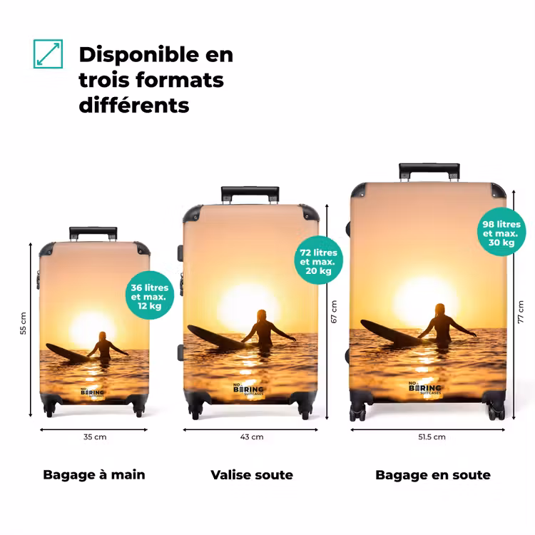 Valise - Personne - Surf - Coucher de soleil - Mer - Orange — 3