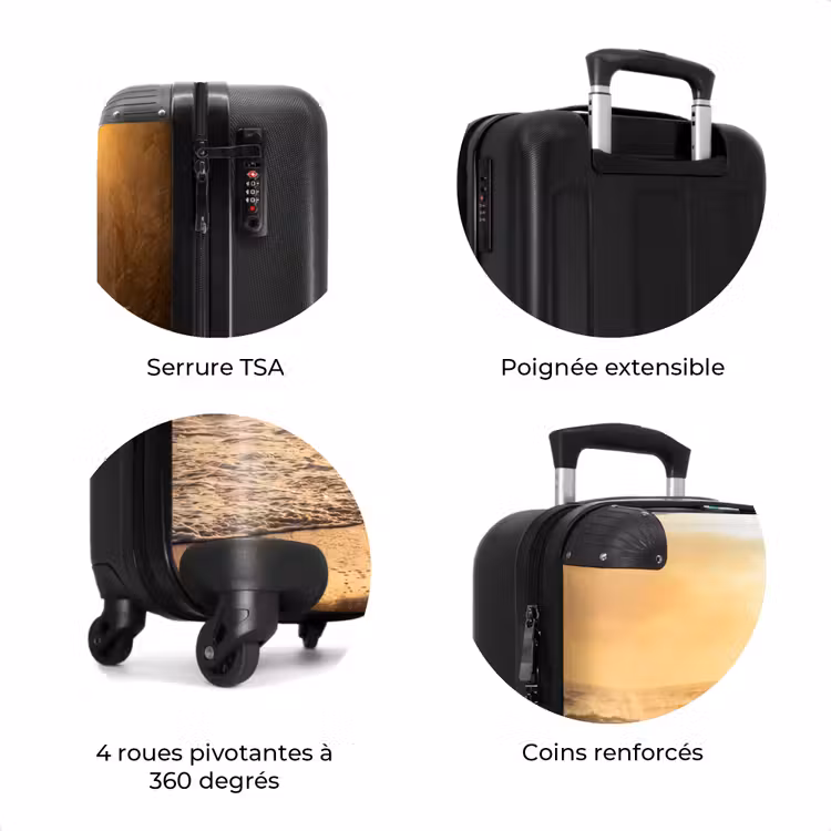 Valise - Personnes - Océan - Coucher de soleil - Côte - Or — 8