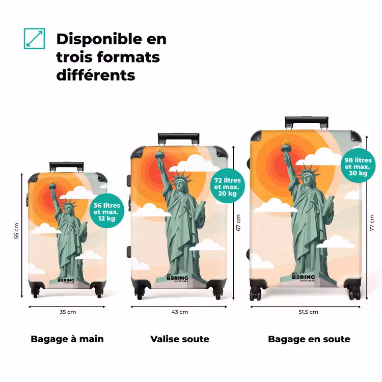 Valise - Statue de la Liberté - New York - Soleil - Moderne — 3
