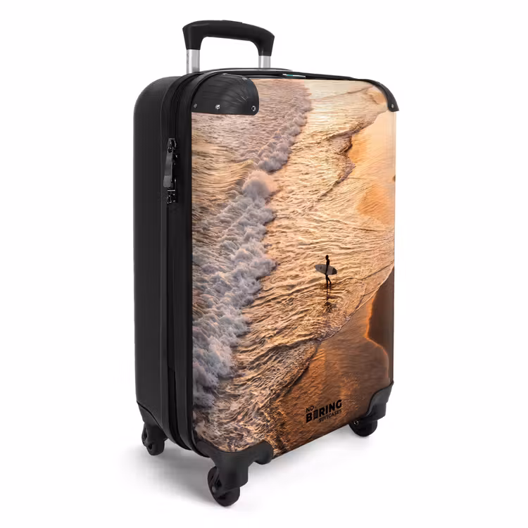 Valise - Surfeur - Plage - Coucher de soleil - Océan - Or — 2