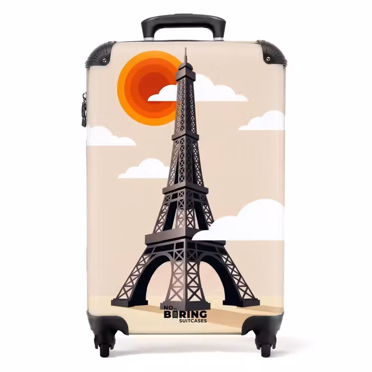 Valise - Tour Eiffel - Soleil - Architecture - Abstrait - Beige — 1
