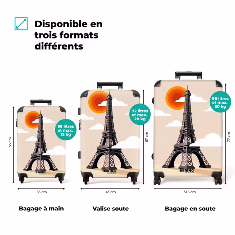 Valise - Tour Eiffel - Soleil - Architecture - Abstrait - Beige — 3