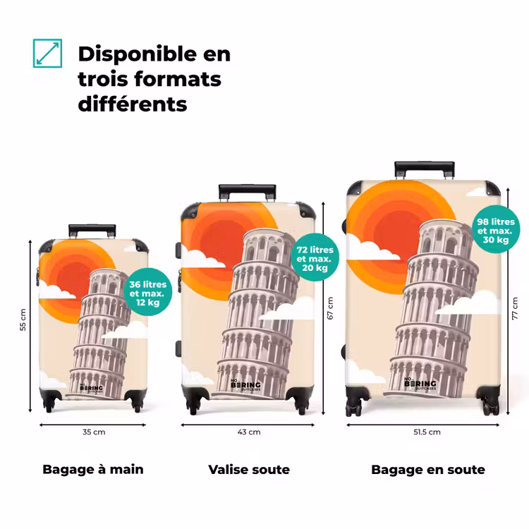 Valise - Tour - Pise - Architecture - Minimaliste - Beige — 3